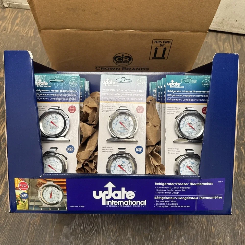 2 pack refrigerator freezer thermometer, 24 Per Box, Sell As Box, F/C Reading